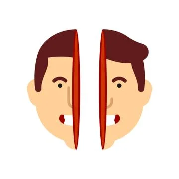 Empty head cut in half. Concept template for presentation. Stock Illustration