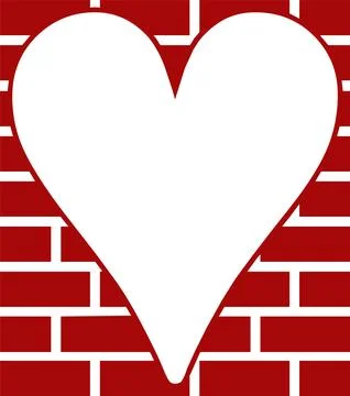 Empty Heart Frame On Brick Wall Vector Illustration Stock Illustration