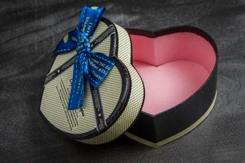 An empty heart shaped gift box Stock Photos