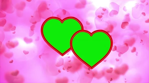 Empty hearts photo frame motion graphics with pink hearts background Stock Footage 269144281