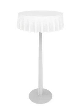 Empty high round table with tablecloth isolated on white background Stock Illustration