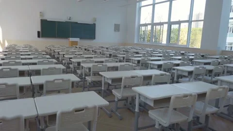 Empty high school classroom, no people Educational environment: video excursi Stock Footage 256721005
