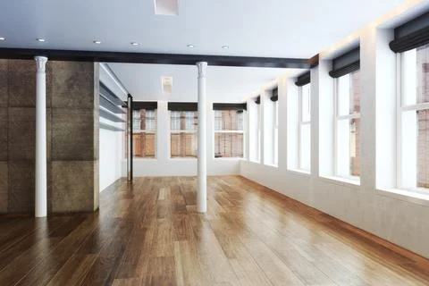 Empty highrise appartment with columns Stock Illustration