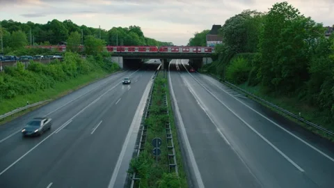 Empty Highway Autobahn Transport Train Bridge Stockbeeldmateriaal 232020441
