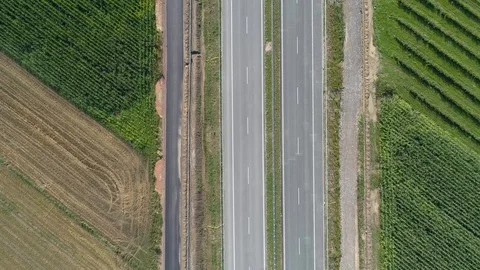 Empty highway close, aerial view Stock Footage 123650916