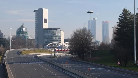 Empty highway due to traffic blockade Stock Footage 124040833