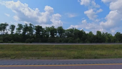 Empty highway freeway side driver plate at the Pickerel Lake area, during h.. Stock Footage 314223243