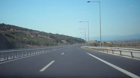Empty Highway in Hills Stock Footage 53288708