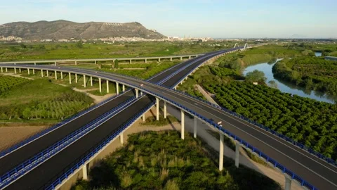 Empty highway new construction quarantine aerial view Stock Footage 130563863