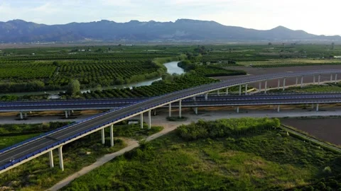 Empty highway new construction quarantine aerial view Stock Footage 130563872