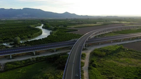 Empty highway new construction quarantine aerial view Stock Footage 130563895