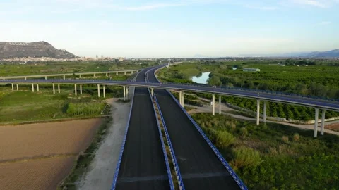 Empty highway new construction quarantine aerial view Stock Footage 130563981