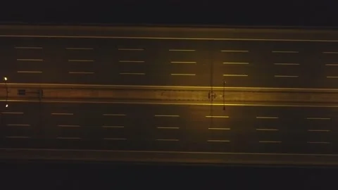 Empty highway at night, cinematic drone footage Stock Footage 139810398