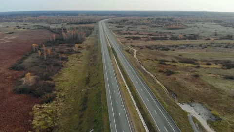 Empty highway with no transport due to lockdown during quarantine Stock Footage 140631607
