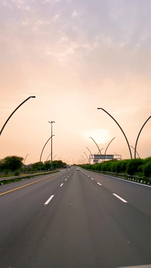 Empty highway road leading to Taj Mahal in Agra Uttar Pradesh India Stock Footage 346692962