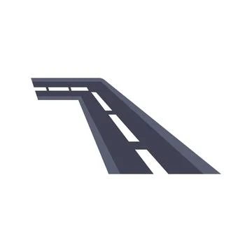 Empty highway road turning right perspective view Illustrazione stock