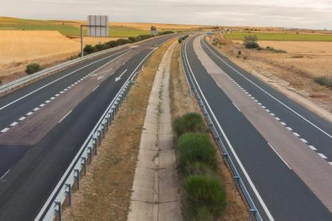 Empty highway in Spain. Stock Photos
