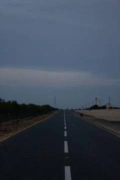 Empty highway with trees in farm Foto stock