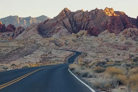 Empty highway in Valley of fire state park Stock Photos