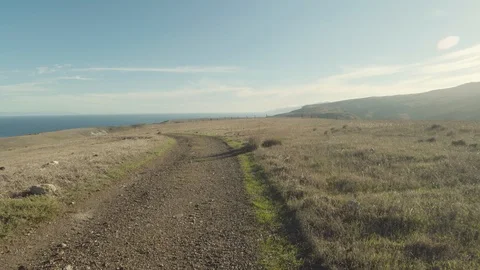 Empty hiking trail on an island Stock Footage 88287180