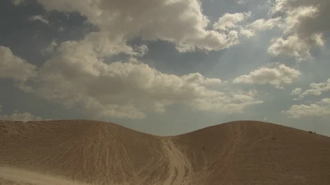 Empty hillside and dirt road in Negev desert Stock Footage 86759492