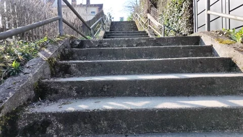 Empty Historic Stone Stairs Winding Through A Lush Woodland Path Stock-Footage 333920399
