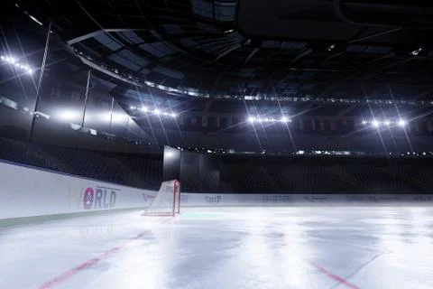 Empty hockey arena in 3d render illustration Stock Illustration