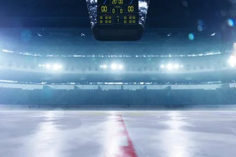 Empty hockey arena in 3d render illustration Stock Illustration