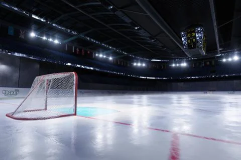 Empty hockey arena in 3d render illustration Stock Illustration