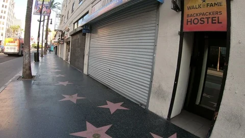 Empty Hollywood Blvd showing the walk of fame stars and the Chinese theater Видео 127555267