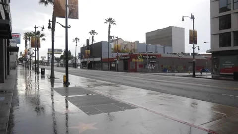 Empty Hollywood Boulevard during the Covid-19 pandemic shutdown Stock Footage 139315596