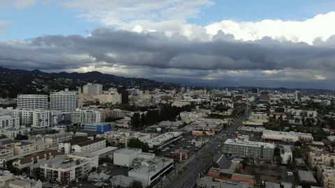 Empty Hollywood Sunset Drone Los Angeles California coronavirus Stock Footage 126686633