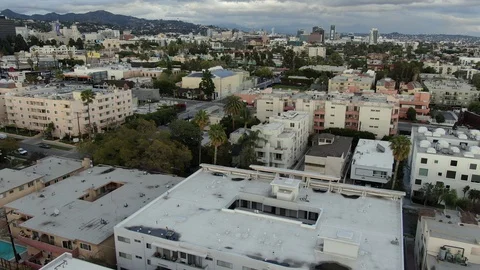 Empty Hollywood Sunset Drone Los Angeles California coronavirus Stock Footage 126687510