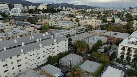 Empty Hollywood Sunset Drone Los Angeles California coronavirus Stock Footage 126687970