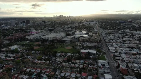 Empty Hollywood Sunset Drone Los Angeles California coronavirus Stock Footage 126688101