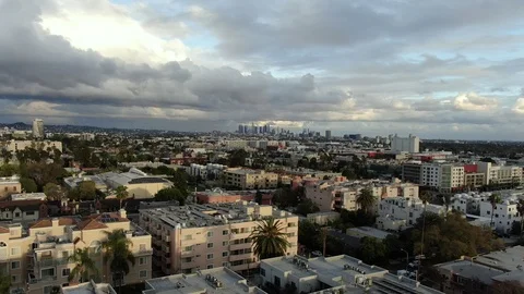 Empty Hollywood Sunset Drone Los Angeles California coronavirus Stock Footage 126688340