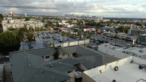 Empty Hollywood Sunset Drone Los Angeles California coronavirus Stock Footage 126688597