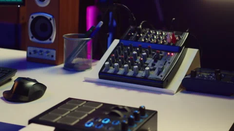 Empty home studio used for recording and mixing music Stock Footage 268508761
