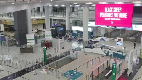 Empty Hong Kong airport Stock Footage 209802401