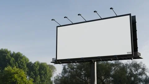 Empty horizontal roadside billboard mockup with tree background Stock Illustration