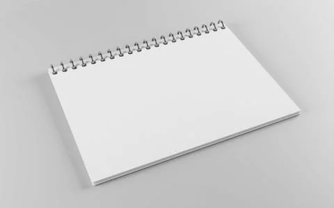 Empty horizontal white paper spiral notebook 3d render illustration 스톡 일러스트