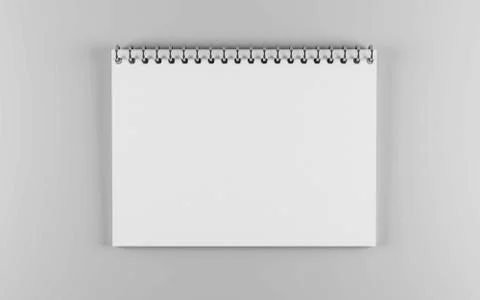 Empty horizontal white paper spiral notebook 3d render illustration 스톡 일러스트