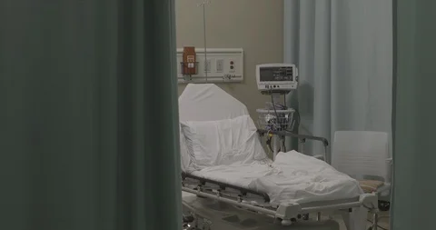 Empty Hospital Bed Panning Stock Footage