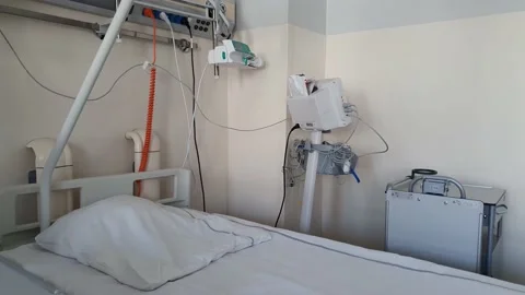 Empty hospital bed prepared for patient arrival Video stock 200952829