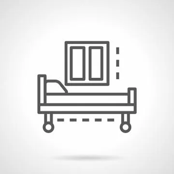 Empty hospital bed simple line vector icon Stock Illustration