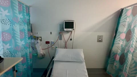 Empty hospital bed wide with table ward medical Perth Western Australia Stock Footage 309856327