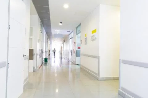Empty Hospital, Corridor interior inside a modern hospital 스톡 사진