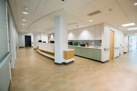 Empty hospital corridor Stock Photos