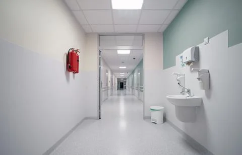 Empty hospital corridor Stock Photos