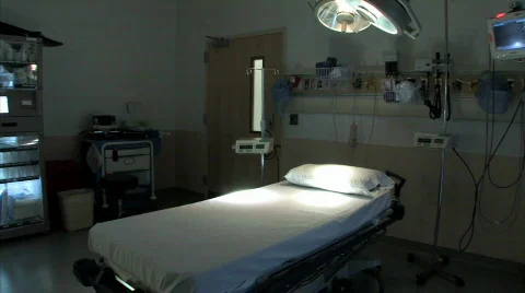 Empty Hospital Emergency Room Dolly Shot Stock Footage